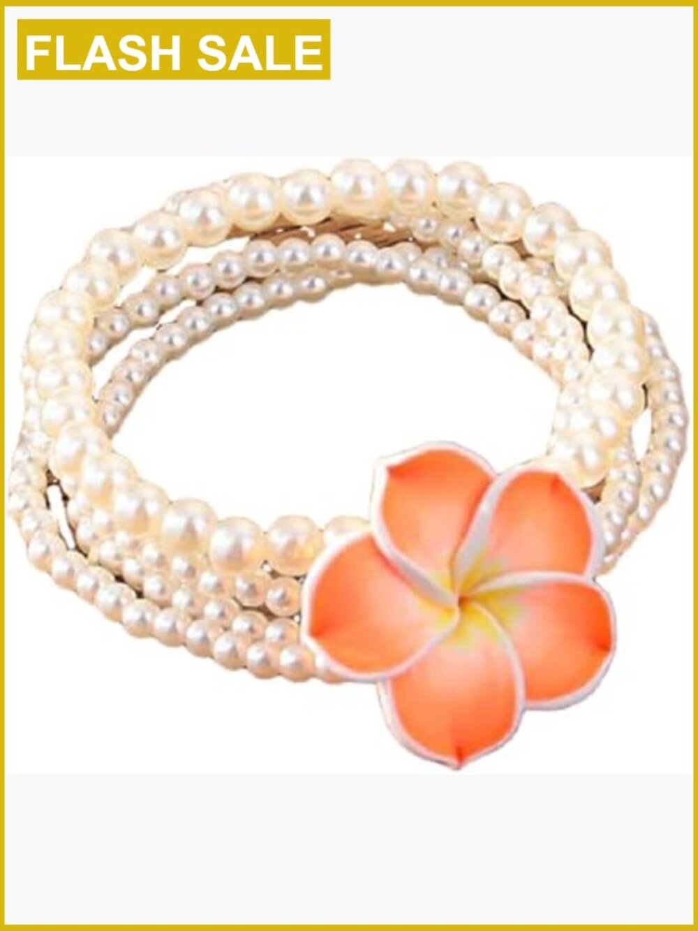 Hawaiian Plumeria Bracelet Set - Bohemian Polymer Clay Beaded Stretch Bracelets